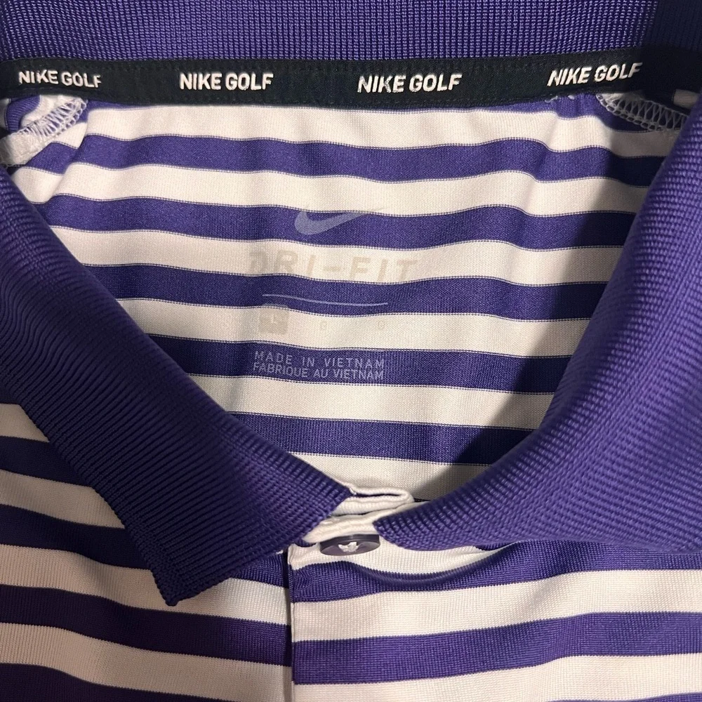 Nike Dri-Fit Purple and White Striped Polo Shirt. SZ/ L